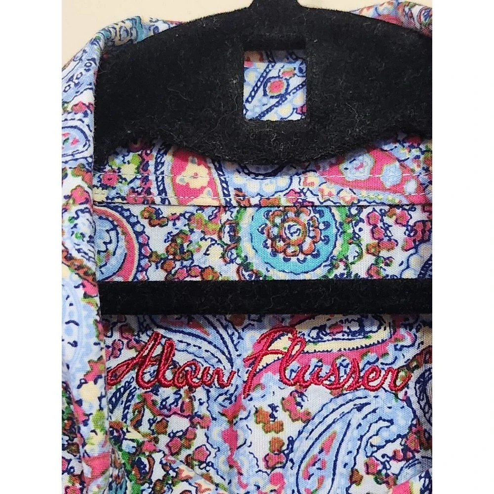 Alan Flusser Paisley Button Down Shirt Mens Size M Long‎ Sleeve Business Work